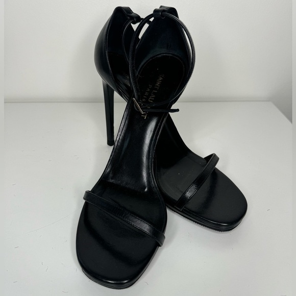 Yves Saint Laurent Paris Black Amber Ankle Sandals Sz 38.5 - Picture 1 of 6